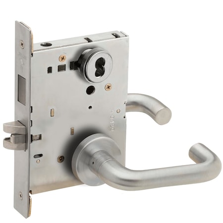 Double Cylinder Storeroom With Deadbolt, 03A Design, SFIC Prep, Less Core, Satin Chrome